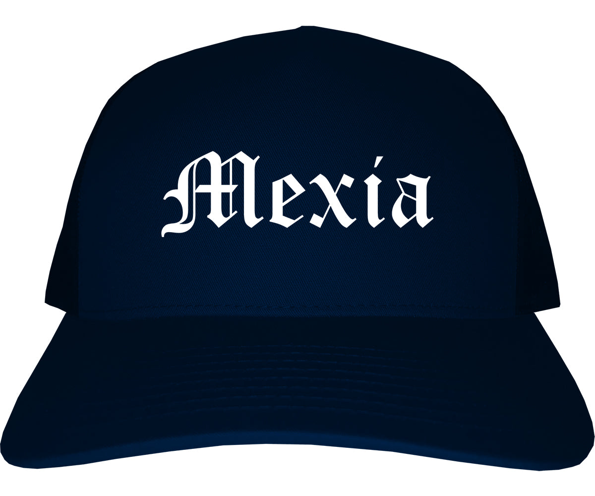 Mexia Texas TX Old English Mens Trucker Hat Cap Navy Blue