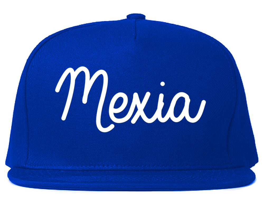 Mexia Texas TX Script Mens Snapback Hat Royal Blue
