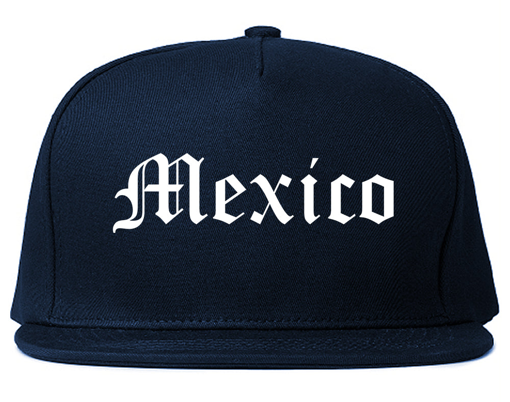 Mexico Missouri MO Old English Mens Snapback Hat Navy Blue