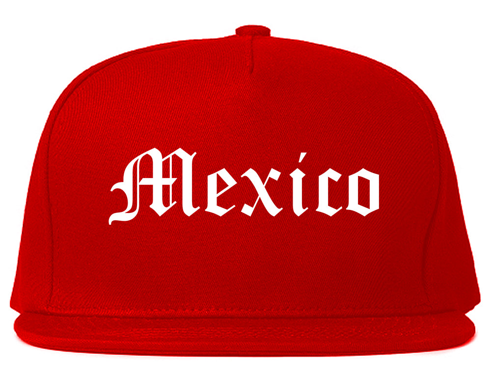 Mexico Missouri MO Old English Mens Snapback Hat Red