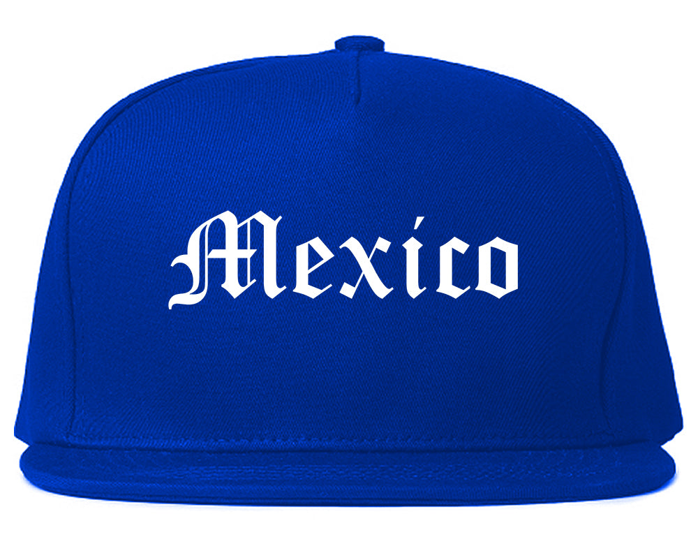 Mexico Missouri MO Old English Mens Snapback Hat Royal Blue