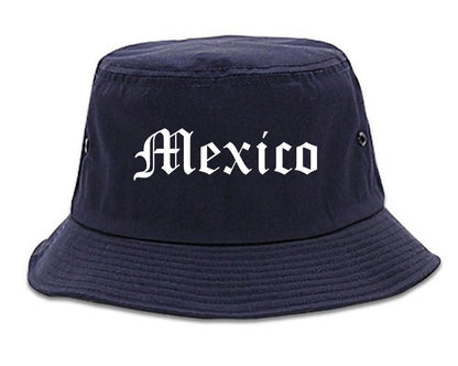 Mexico Missouri MO Old English Mens Bucket Hat Navy Blue