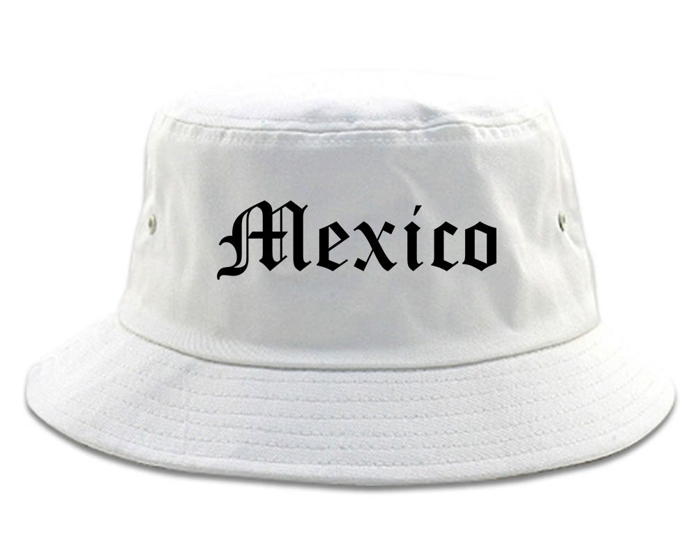 Mexico Missouri MO Old English Mens Bucket Hat White