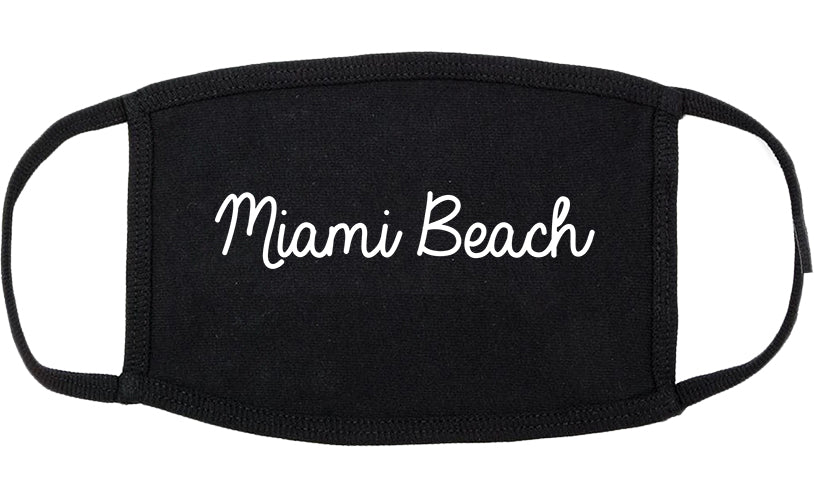 Miami Beach Florida FL Script Cotton Face Mask Black