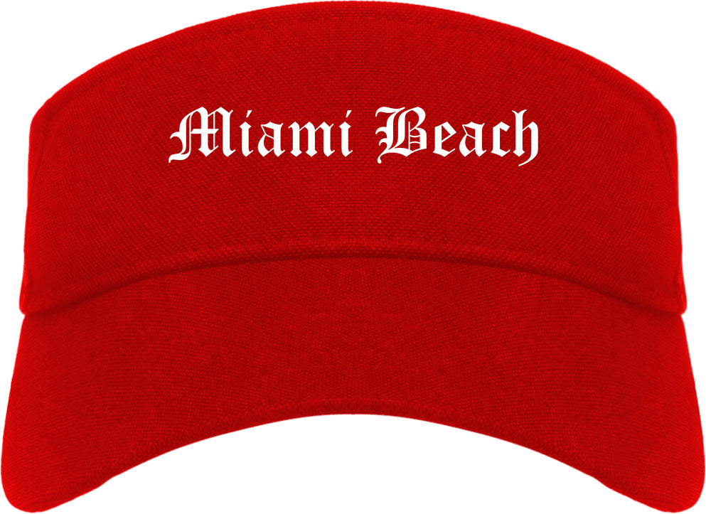 Miami Beach Florida FL Old English Mens Visor Cap Hat Red