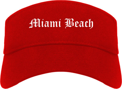 Miami Beach Florida FL Old English Mens Visor Cap Hat Red