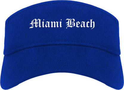 Miami Beach Florida FL Old English Mens Visor Cap Hat Royal Blue