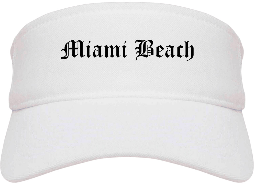 Miami Beach Florida FL Old English Mens Visor Cap Hat White