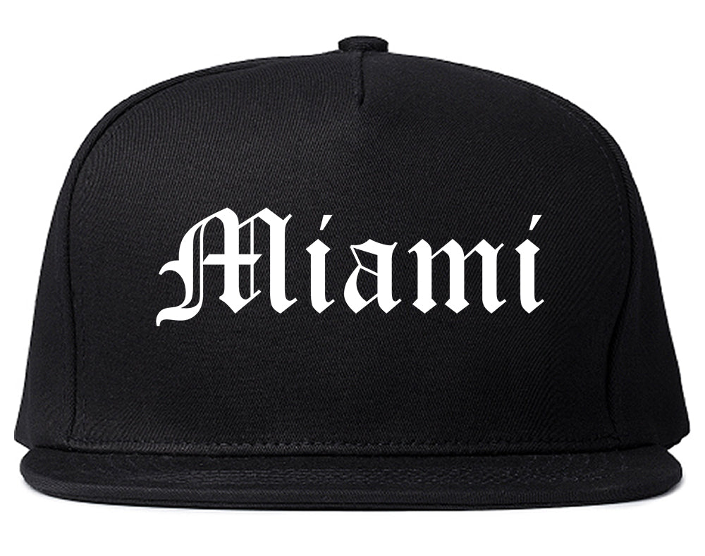 Miami Florida FL Old English Mens Snapback Hat Black