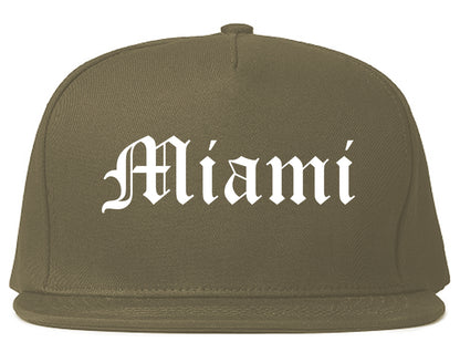 Miami Florida FL Old English Mens Snapback Hat Grey