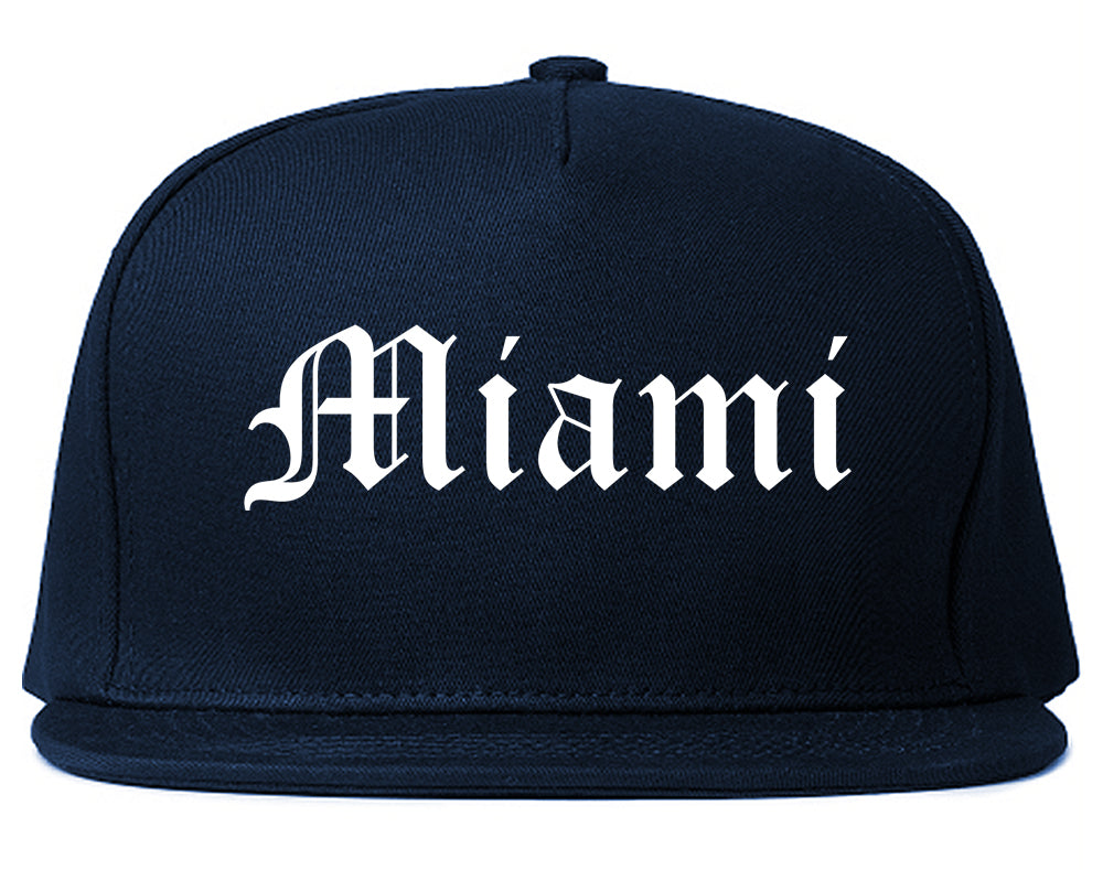 Miami Florida FL Old English Mens Snapback Hat Navy Blue