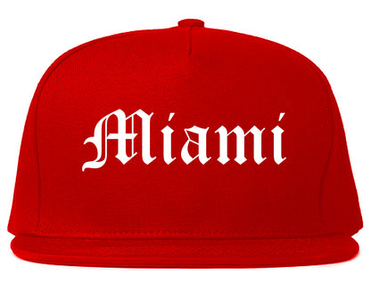 Miami Florida FL Old English Mens Snapback Hat Red
