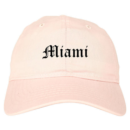 Miami Florida FL Old English Mens Dad Hat Baseball Cap Pink