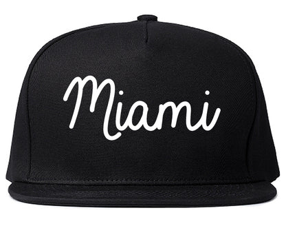 Miami Florida FL Script Mens Snapback Hat Black