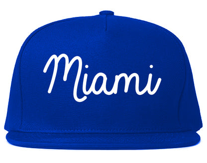 Miami Florida FL Script Mens Snapback Hat Royal Blue