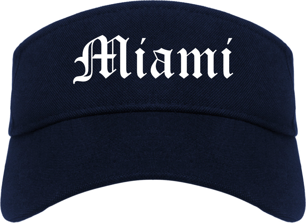 Miami Florida FL Old English Mens Visor Cap Hat Navy Blue