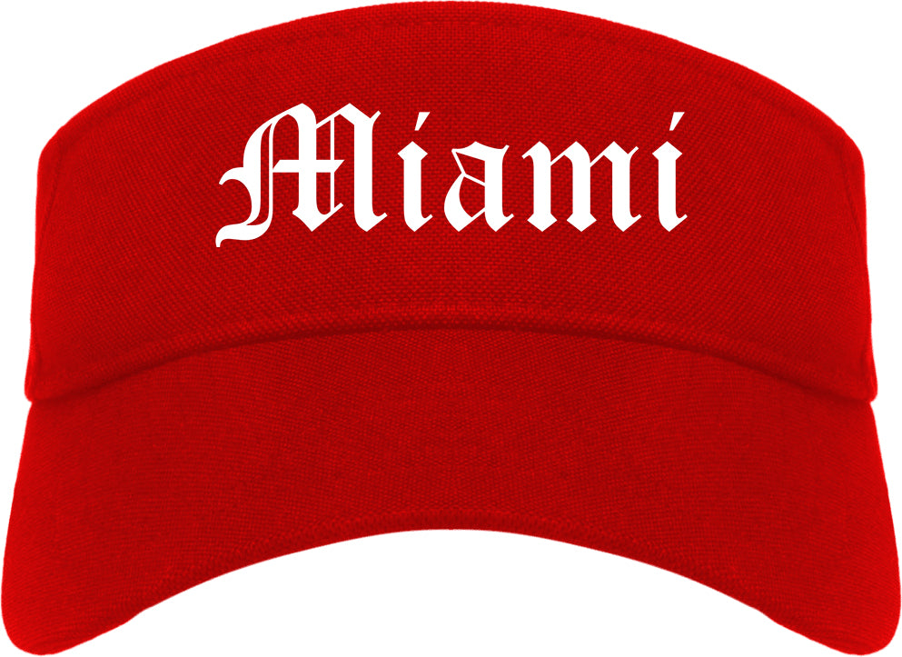 Miami Florida FL Old English Mens Visor Cap Hat Red