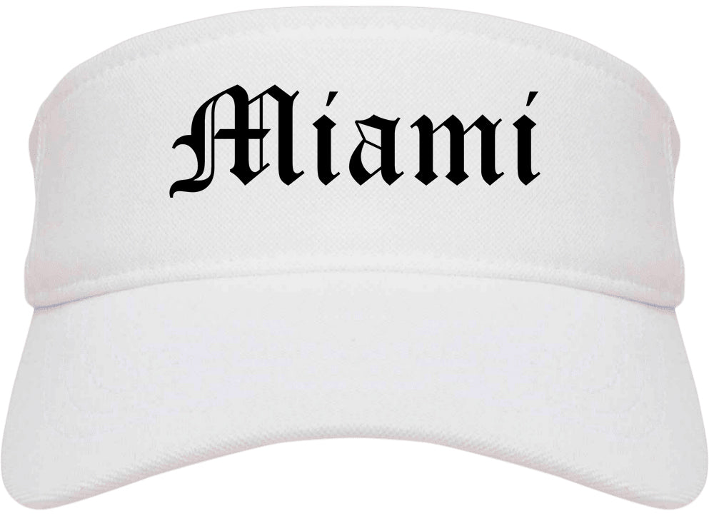 Miami Florida FL Old English Mens Visor Cap Hat White