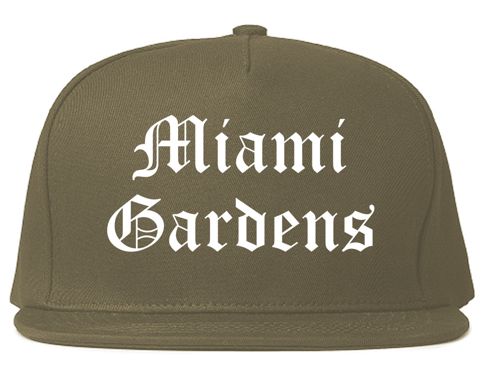 Miami Gardens Florida FL Old English Mens Snapback Hat Grey