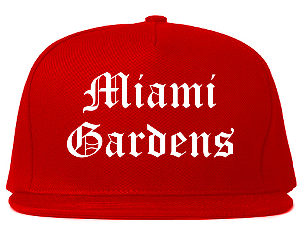Miami Gardens Florida FL Old English Mens Snapback Hat Red