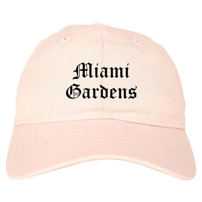 Miami Gardens Florida FL Old English Mens Dad Hat Baseball Cap Pink