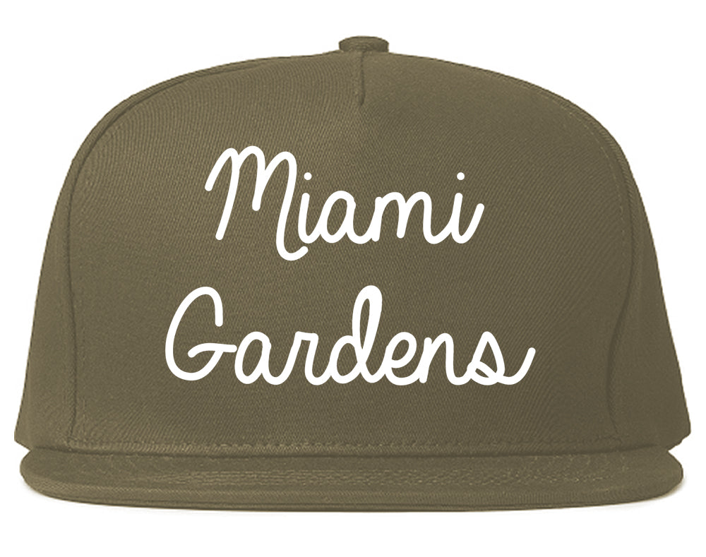 Miami Gardens Florida FL Script Mens Snapback Hat Grey