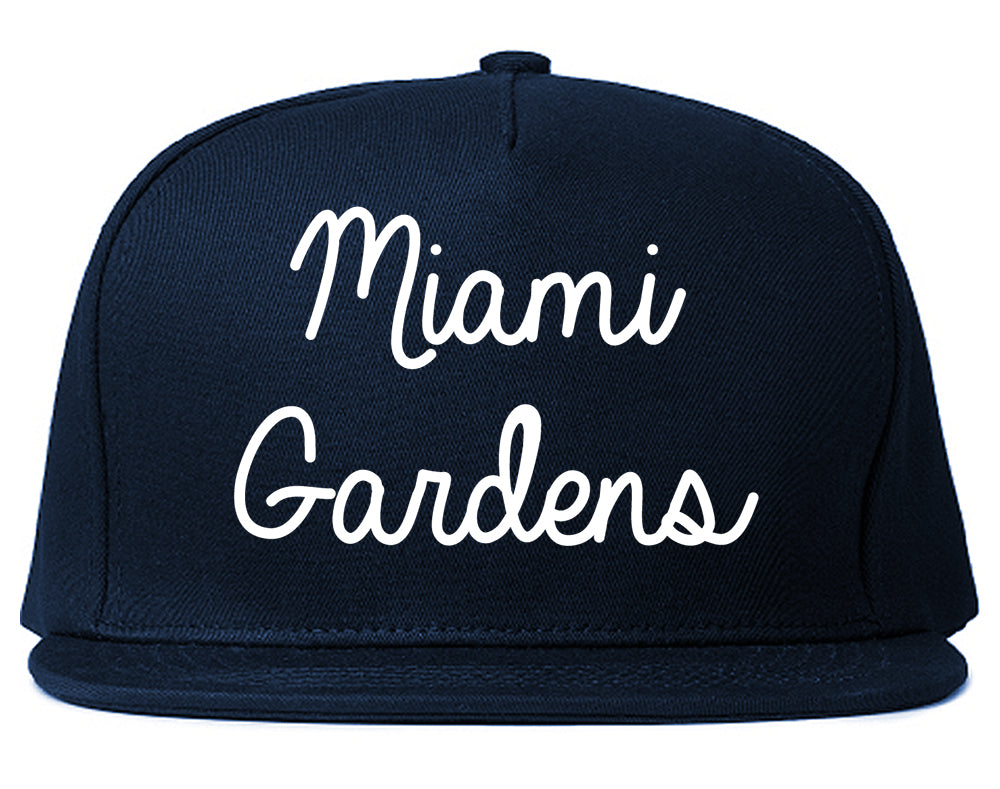 Miami Gardens Florida FL Script Mens Snapback Hat Navy Blue