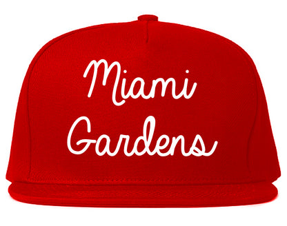 Miami Gardens Florida FL Script Mens Snapback Hat Red