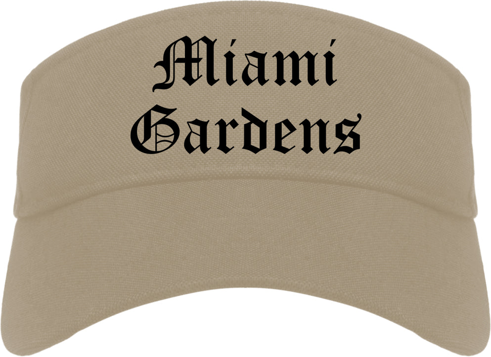 Miami Gardens Florida FL Old English Mens Visor Cap Hat Khaki