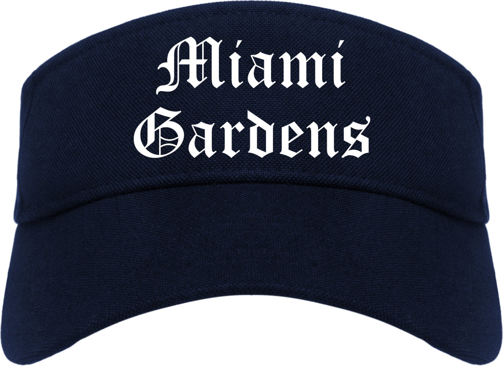 Miami Gardens Florida FL Old English Mens Visor Cap Hat Navy Blue