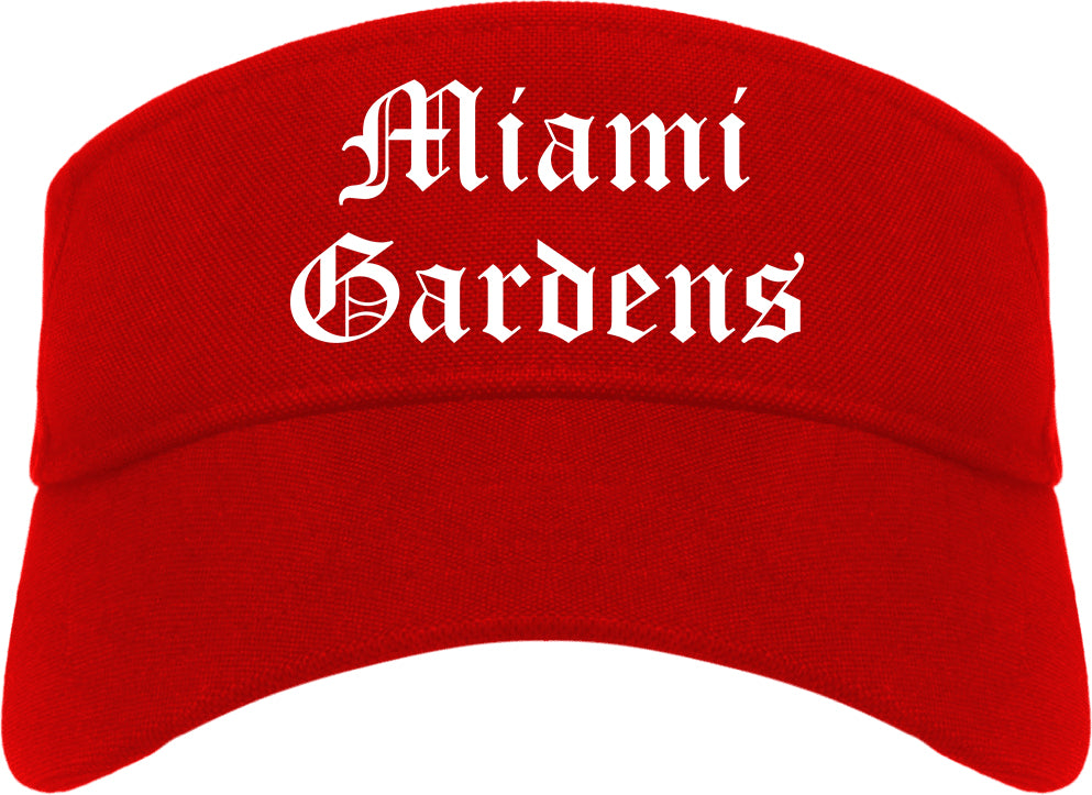 Miami Gardens Florida FL Old English Mens Visor Cap Hat Red