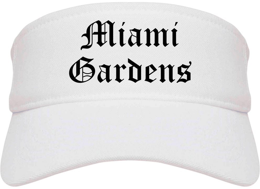 Miami Gardens Florida FL Old English Mens Visor Cap Hat White