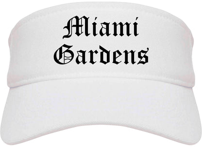 Miami Gardens Florida FL Old English Mens Visor Cap Hat White