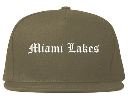 Miami Lakes Florida FL Old English Mens Snapback Hat Grey