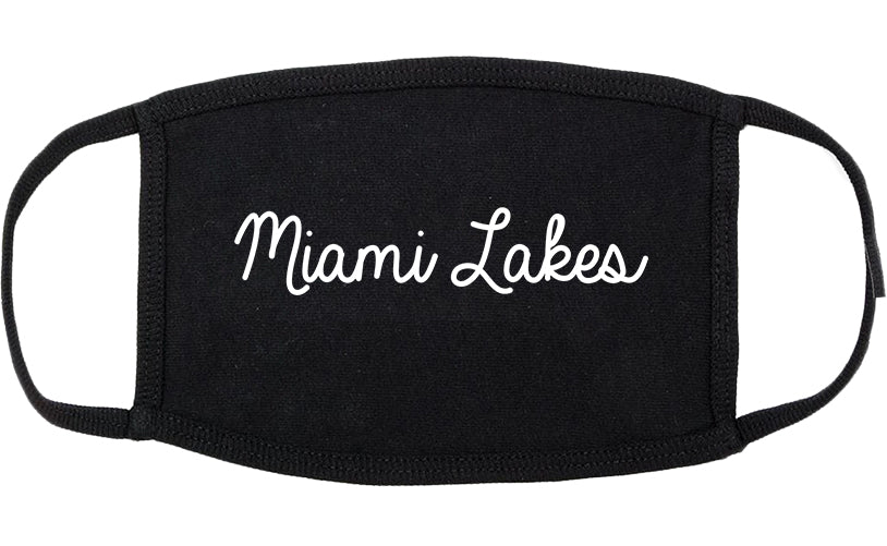 Miami Lakes Florida FL Script Cotton Face Mask Black