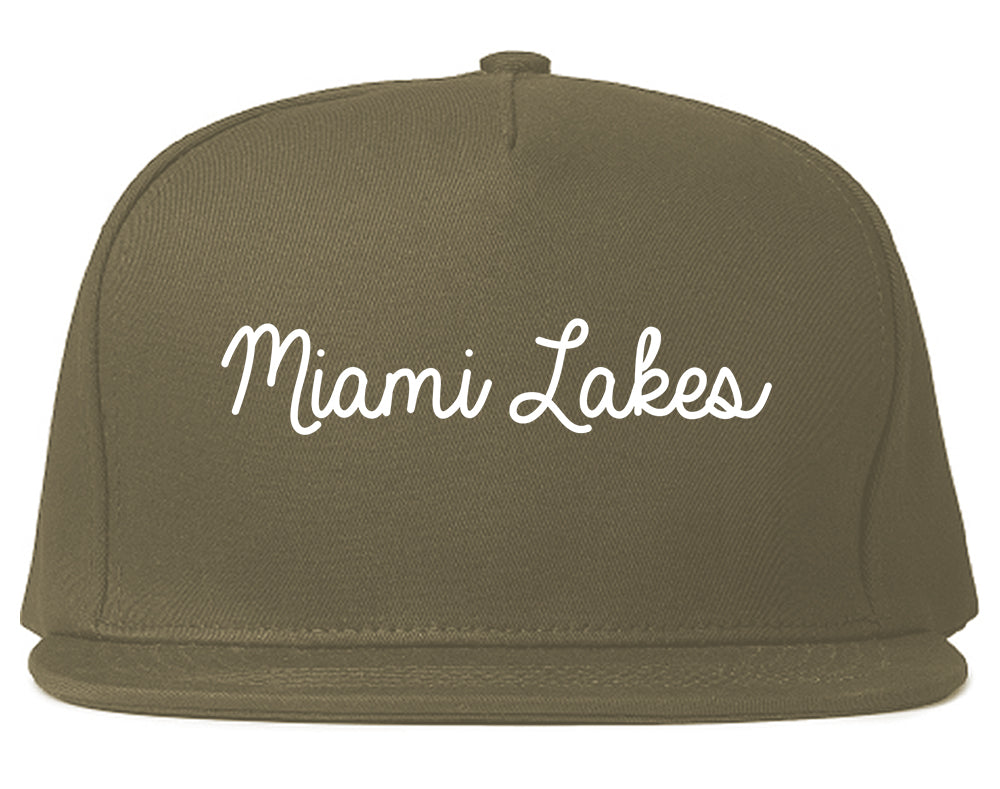Miami Lakes Florida FL Script Mens Snapback Hat Grey