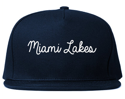Miami Lakes Florida FL Script Mens Snapback Hat Navy Blue