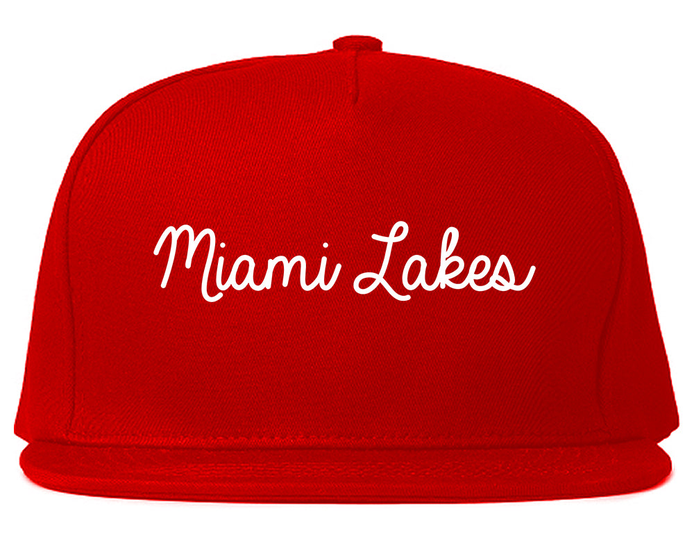 Miami Lakes Florida FL Script Mens Snapback Hat Red