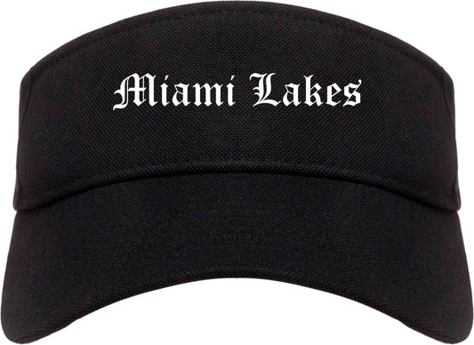 Miami Lakes Florida FL Old English Mens Visor Cap Hat Black