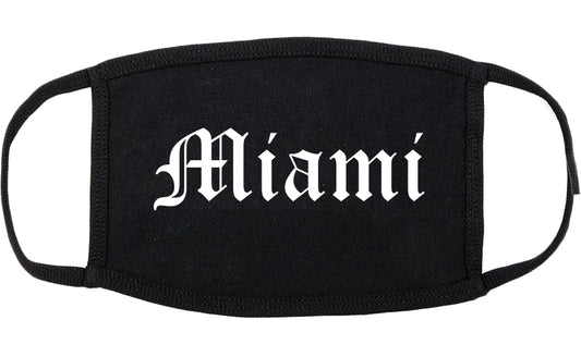 Miami Oklahoma OK Old English Cotton Face Mask Black