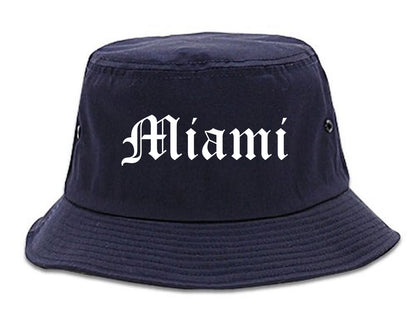 Miami Oklahoma OK Old English Mens Bucket Hat Navy Blue