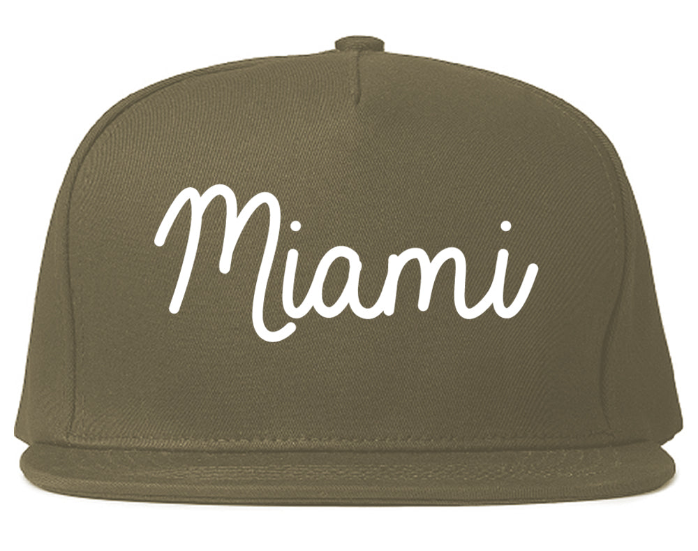 Miami Oklahoma OK Script Mens Snapback Hat Grey