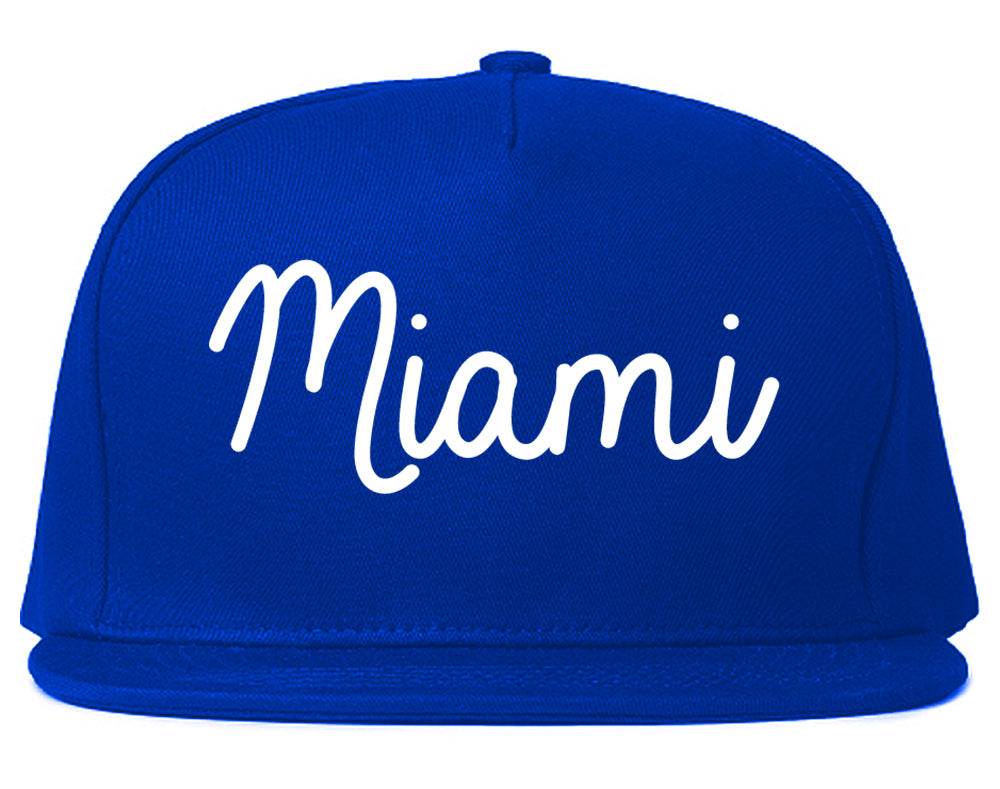 Miami Oklahoma OK Script Mens Snapback Hat Royal Blue