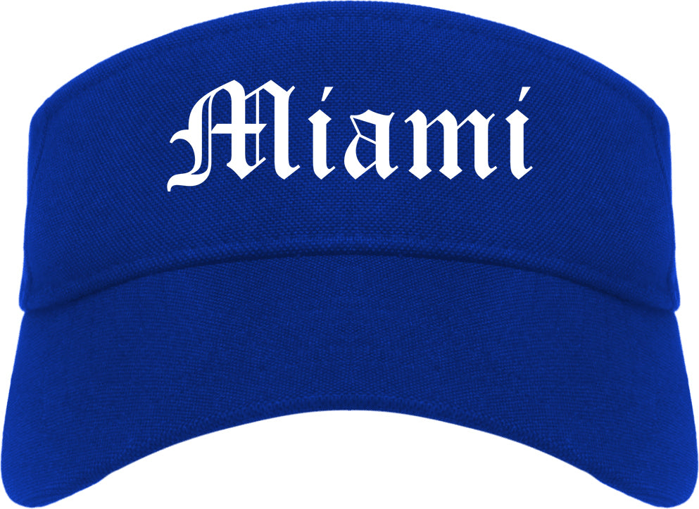 Miami Oklahoma OK Old English Mens Visor Cap Hat Royal Blue