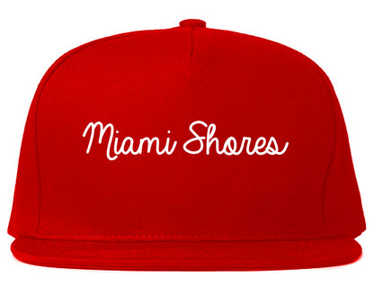 Miami Shores Florida FL Script Mens Snapback Hat Red