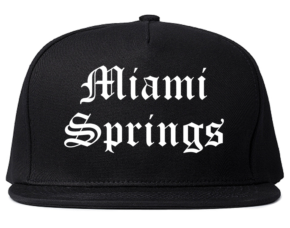 Miami Springs Florida FL Old English Mens Snapback Hat Black