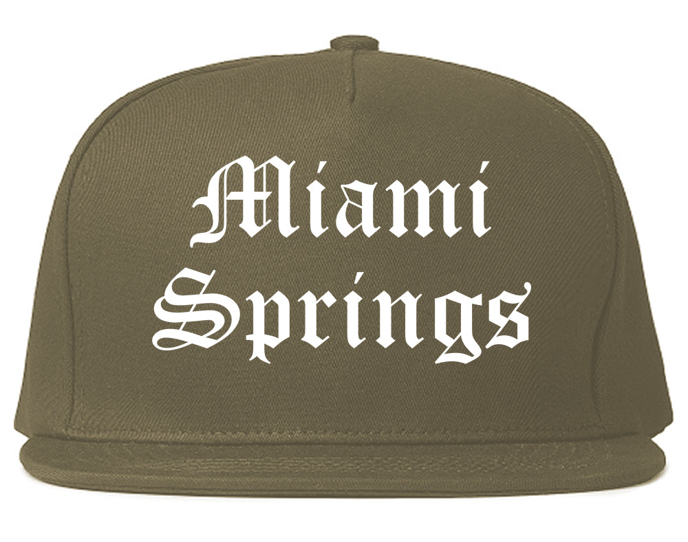 Miami Springs Florida FL Old English Mens Snapback Hat Grey