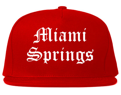 Miami Springs Florida FL Old English Mens Snapback Hat Red
