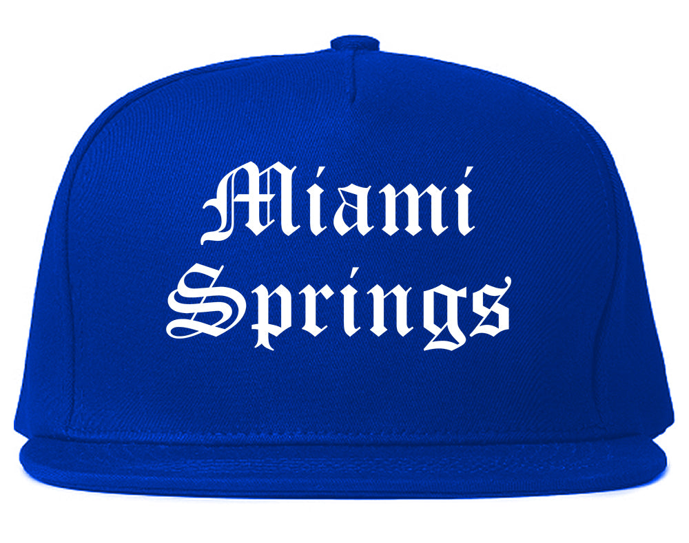 Miami Springs Florida FL Old English Mens Snapback Hat Royal Blue