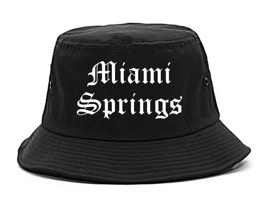 Miami Springs Florida FL Old English Mens Bucket Hat Black